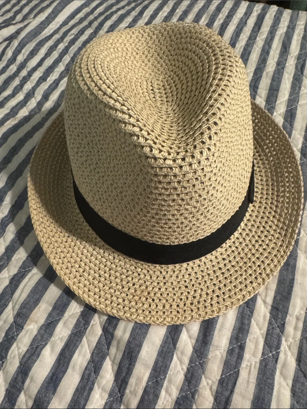 100% Paper Woven Chic Fedora with Black Band